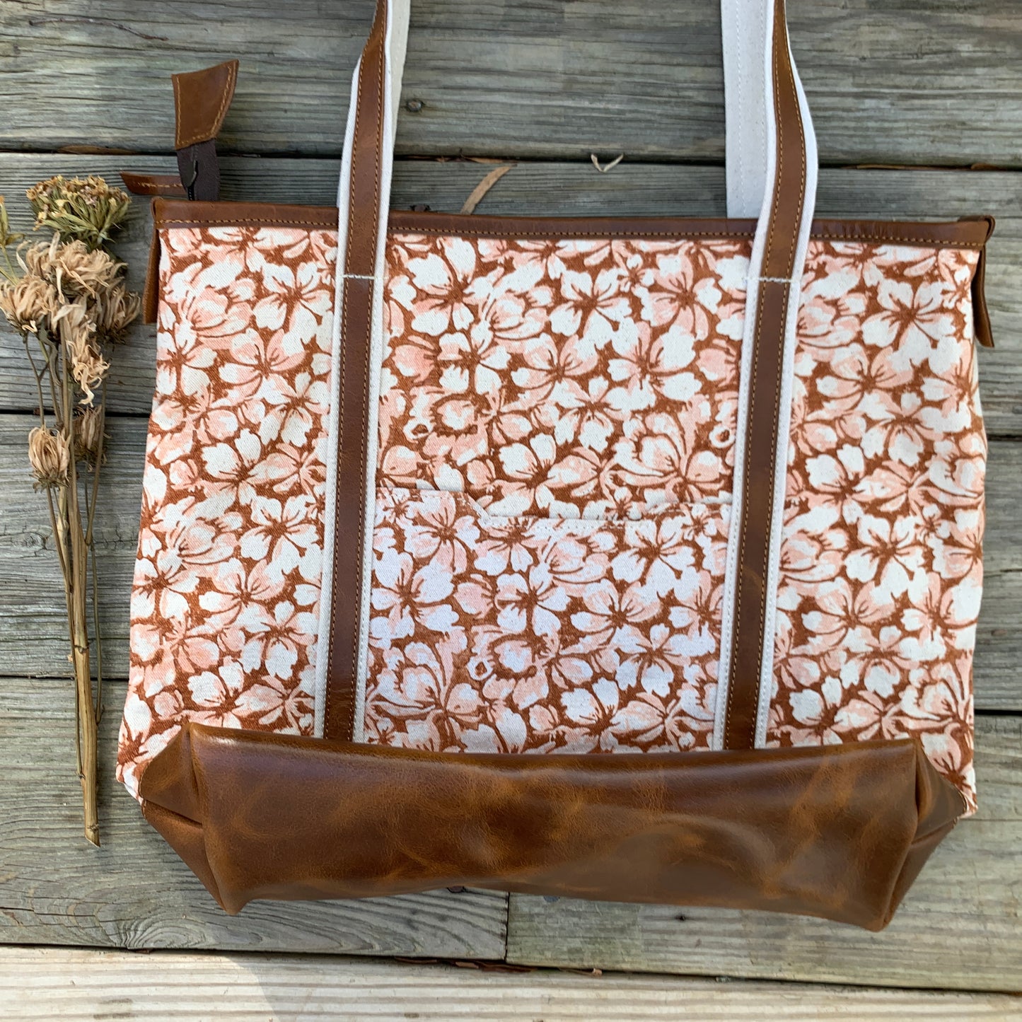 Canvas & Leather Tote Purse: Spring Fling