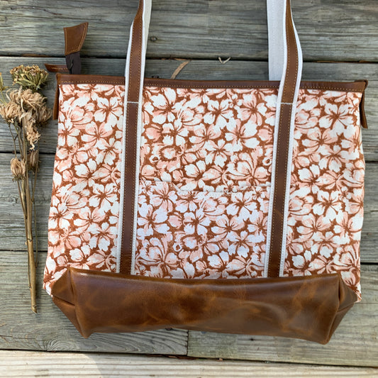 Canvas & Leather Tote Purse: Spring Fling